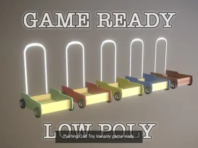 Low Poly PBR Wheel Barrows 3D Model Pack