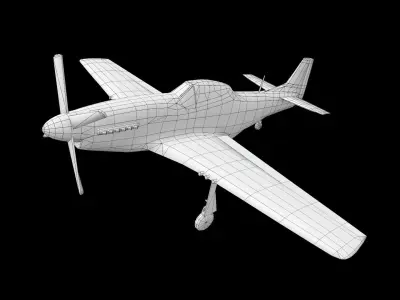 P-51 Mustang aircraft airplane historic Low-poly 3D model