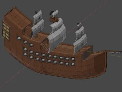 low poly ship  Low-poly 3D model