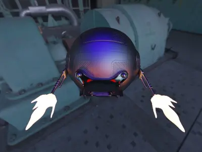 Scifi drone with gun shooting 3D model
