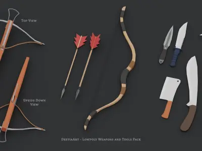 Lowpoly Weapons and Tools Pack Low-poly 3D model