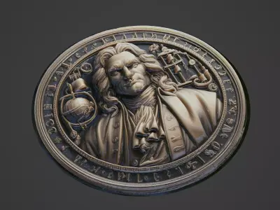 Isaac Newton Medallion 3D print model