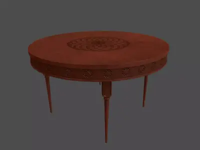 Vintage Round Wooden Table Classic Decorative Furniture Asset Low-poly 3D model