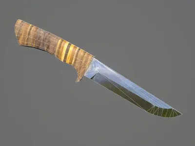 Knife with wooden handle Low-poly 3D model