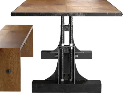 Post Industrial table and bench2 3D model