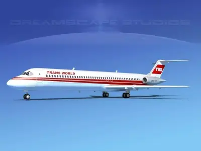 Douglas DC-9-50 TWA 3D model