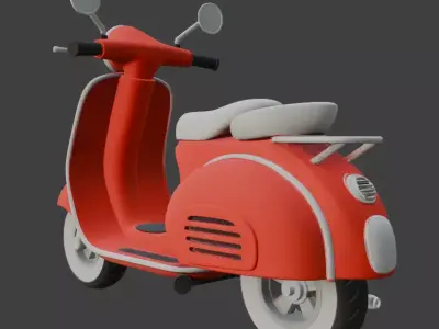 Vintage Retro Scooter 3D Model 3D model 6