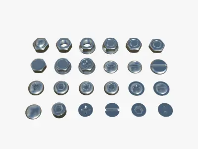 Screw and bolt heads 3D model