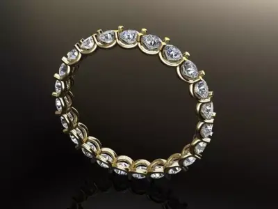 Wire Band Diamond Infinity Ring 3D print model