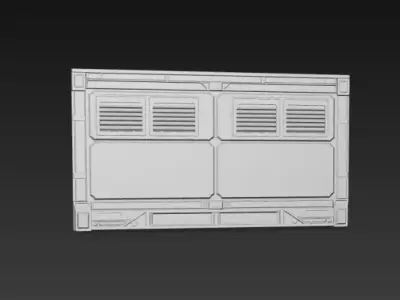 Sci-Fi Industrial Vent Wall Panel - PBR Low Poly Game Ready Low-poly 3D model