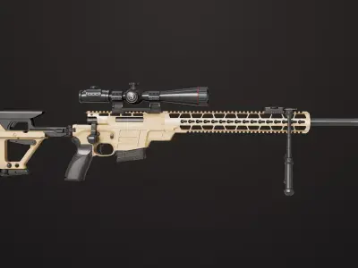 Sniper Rifle 04 Sandal Rigged All PBR Unity UE Textures Low-poly 3D model