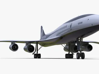  Overture Supersonic Jet Aircraft Rigged for Cinema 4D 