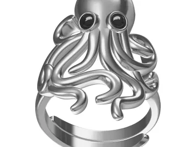 Antique Octopus Hip Hop Ring 3D print model