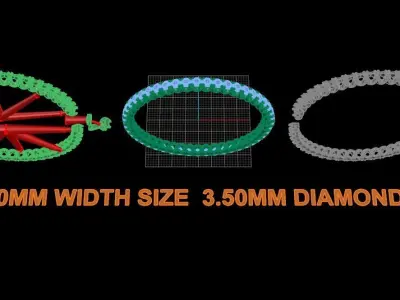 Infinity Diamond Round Bangle 3mm50  3D print model