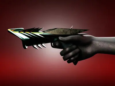 Alien sci-fi weapon set Low-poly 3D model