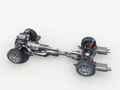  Car Chassis with Engine  3D model