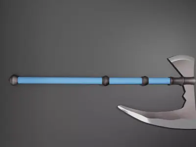 Double-Bladed Fantasy Axe  Low-poly 3D model