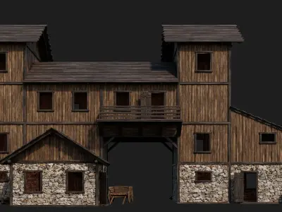 Old Wooden House Building 4K Textures GameReady 123 Low-poly 3D model