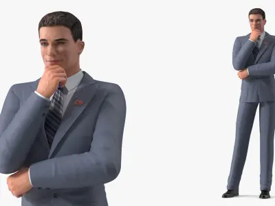 Democrat Man Thinking Pose with Democratic Icon 3D model
