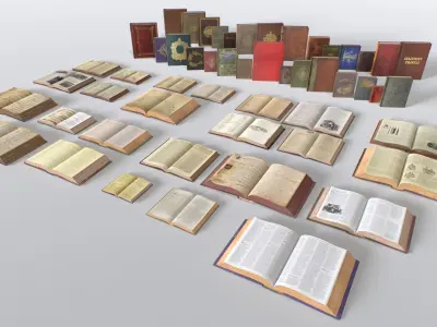 Old Books Low-poly 3D model