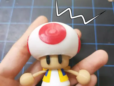Toad Super Mario Bro Clicker - MULTI PART - PRINT IN PLACE 3D print model