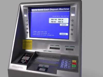 Cash Deposit Machine CDM Low-poly 3D model
