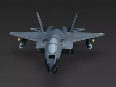 Weathered 5th-Generation Stealth Fighter Jet 3D Model Low-poly 3D model