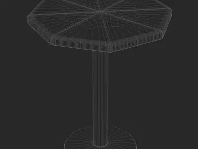 Old Worn Scratched Marble and Wood Octagon Table 3D model
