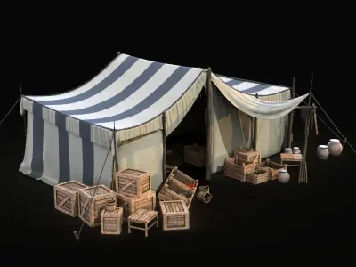 Medieval Market- Tent Prop 01 Free 3D model