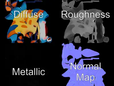 Cartoon Fish Character Model Pack Low-poly 3D model buy
