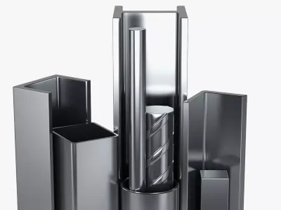 Metal profiles pipes and corners 3D model