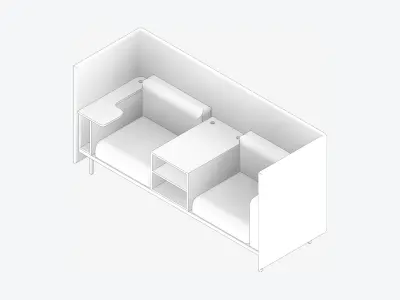 Sofa - Contemporary - Flame - Central Shelf Work Shelf Low-poly 3D model