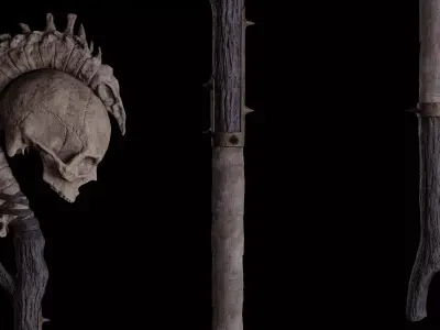 Ritual staff - Game Ready Low-poly 3D model