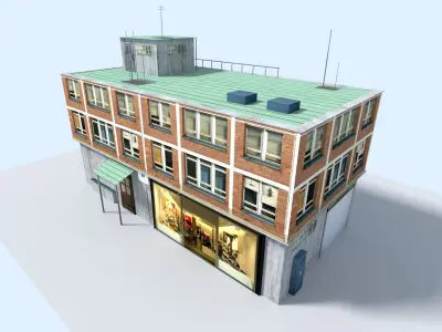 Building with roof Low-poly 3D model