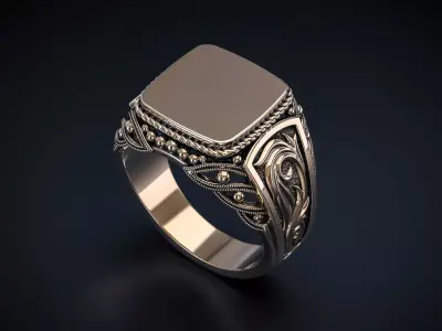 A MAN S RING WITH AN ORNAMENT 2 Printable Model 3D print model