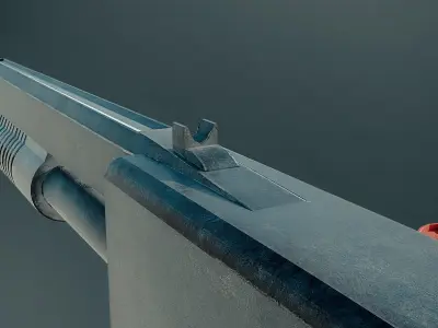Scratched iron shotgun Low-poly 3D model