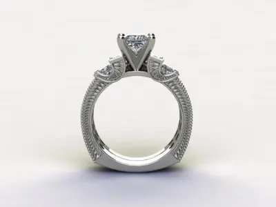 10016 princess cut diamond engagement ring 3D print model