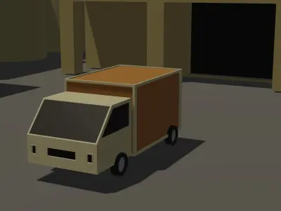 Industrial Campus with a Truck Low Poly 3D Model  Low-poly 3D model