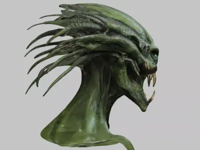 Alien head Bust Creature Pack Low-poly 3D model