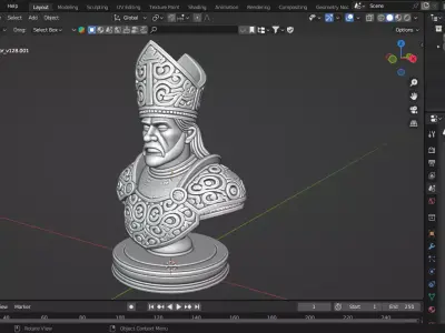 Medieval Bishop Chess Piece 3D print model
