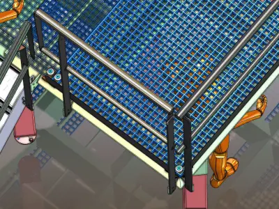 Hygienic platform with heavy duty plastic gratings 3D model