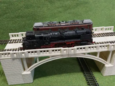 Concrete Double Track Railway Viaduct Low 1-87 FDM 3D print model