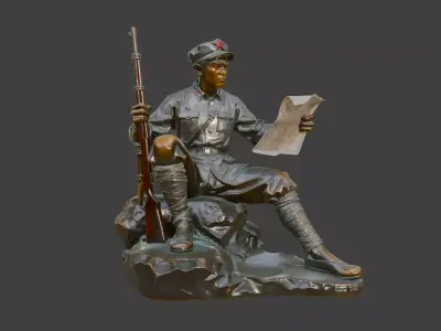Military sculpture warrior  military battle war hero  soldier 3D print model 8