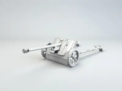 Low Poly 5 cm Panzerabwehrkanone 38 Anti Tank Gun Low-poly 3D model