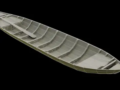 Wooden Boat Low-poly 3D model