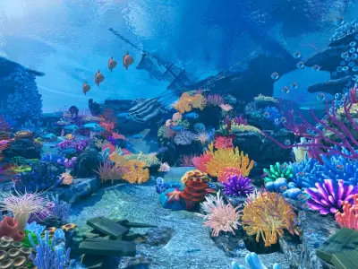 Cartoon Underwater Scene 3D model buy