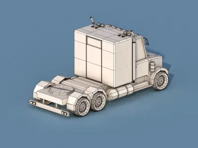 Cartoon Semi Truck Low-poly 3D model