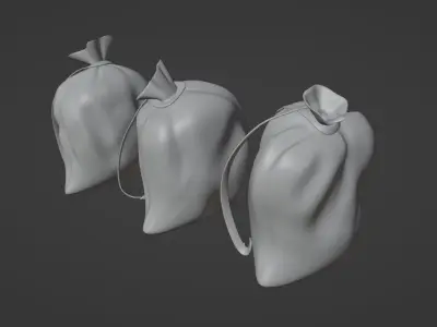 Set of 3 LowPoly Bags Low-poly 3D model