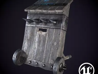  Medieval shield on wheels Free low-poly 3D model