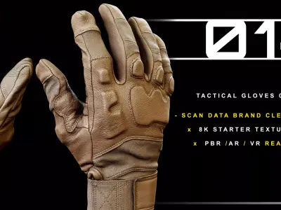 Tactical Gloves 014 Low-poly 3D model